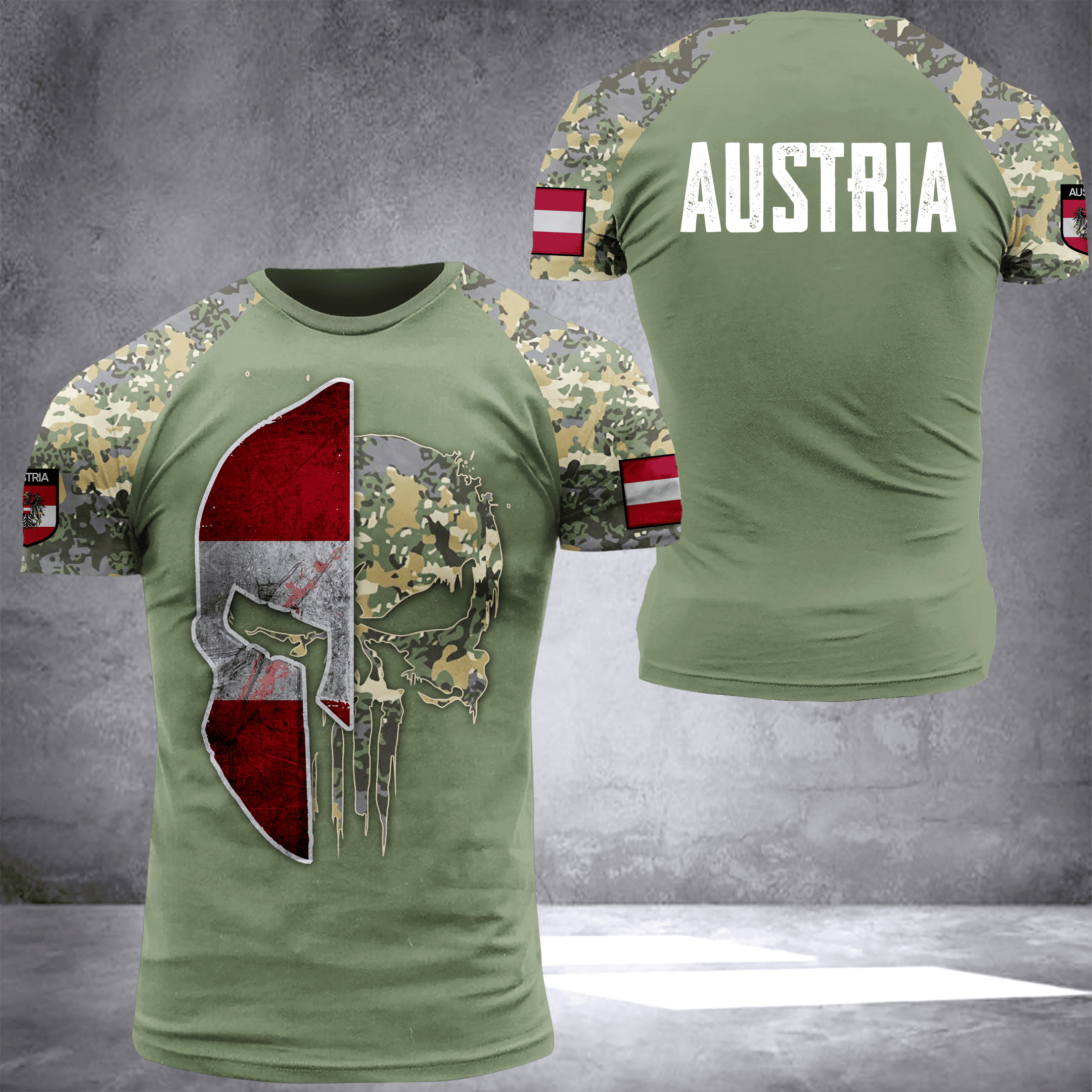 Austria spartan camo National Flag T-shirt I02