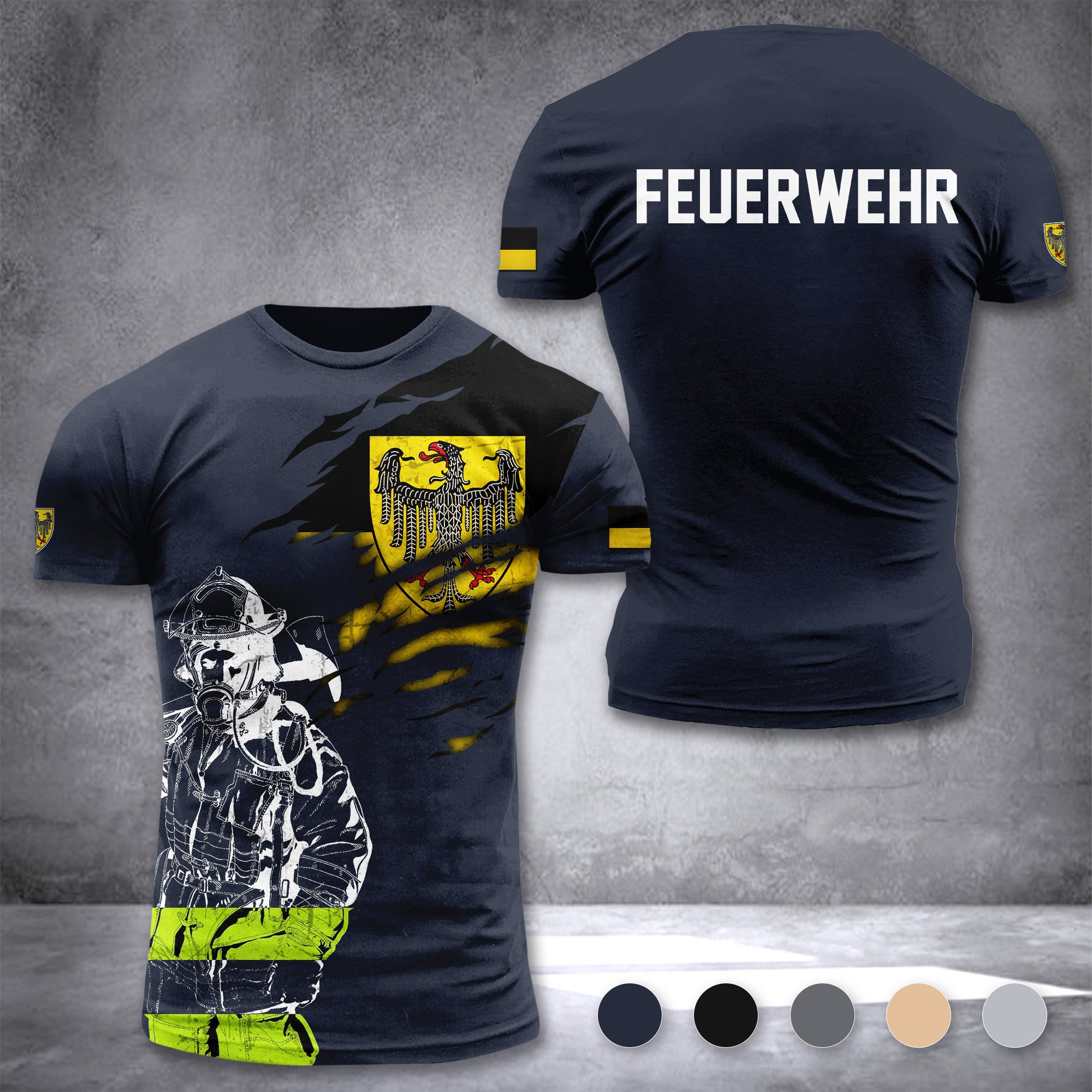 Firefighter Aachen Germany customize T-shirt 3d 168