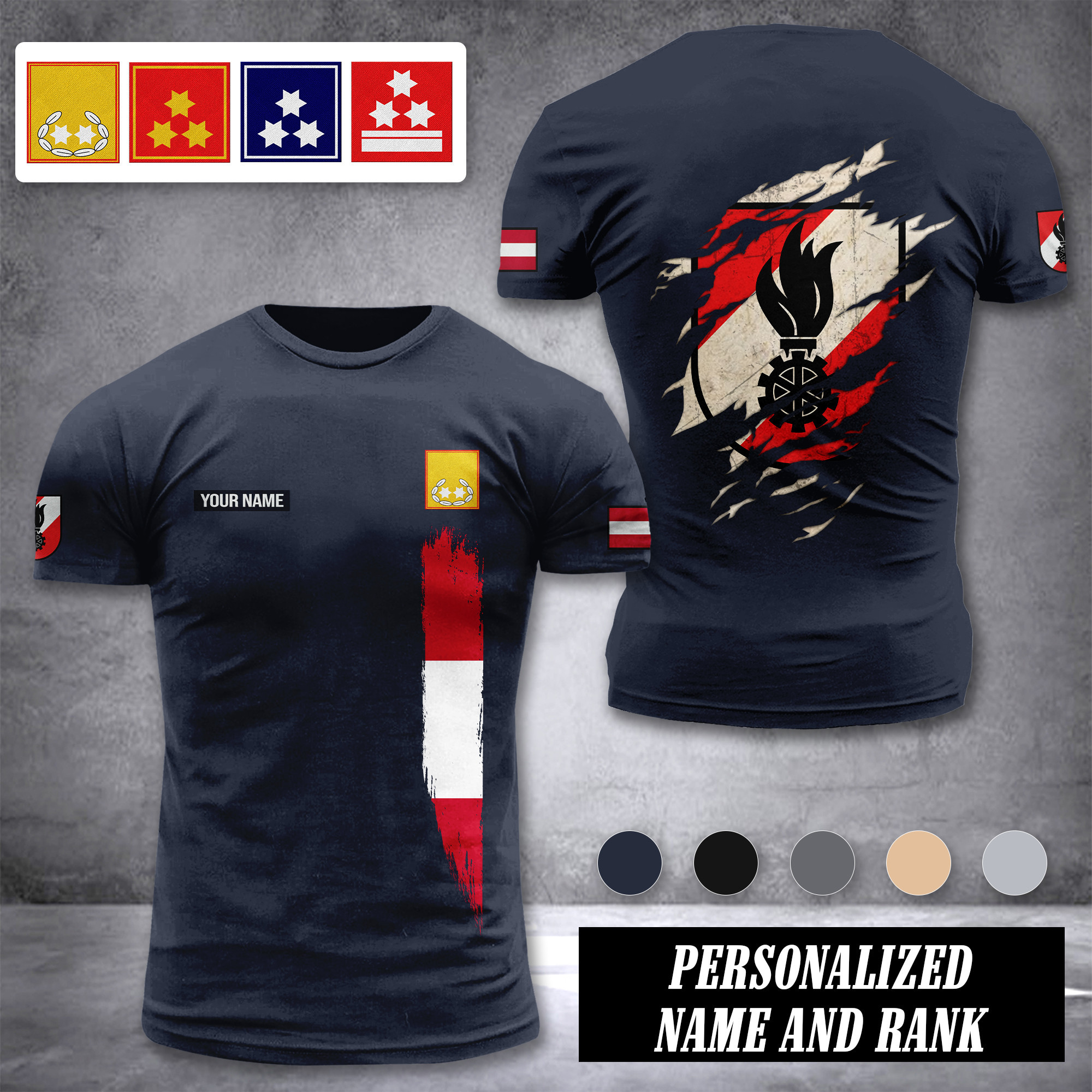 Firefighter Austria customize rank T-shirt