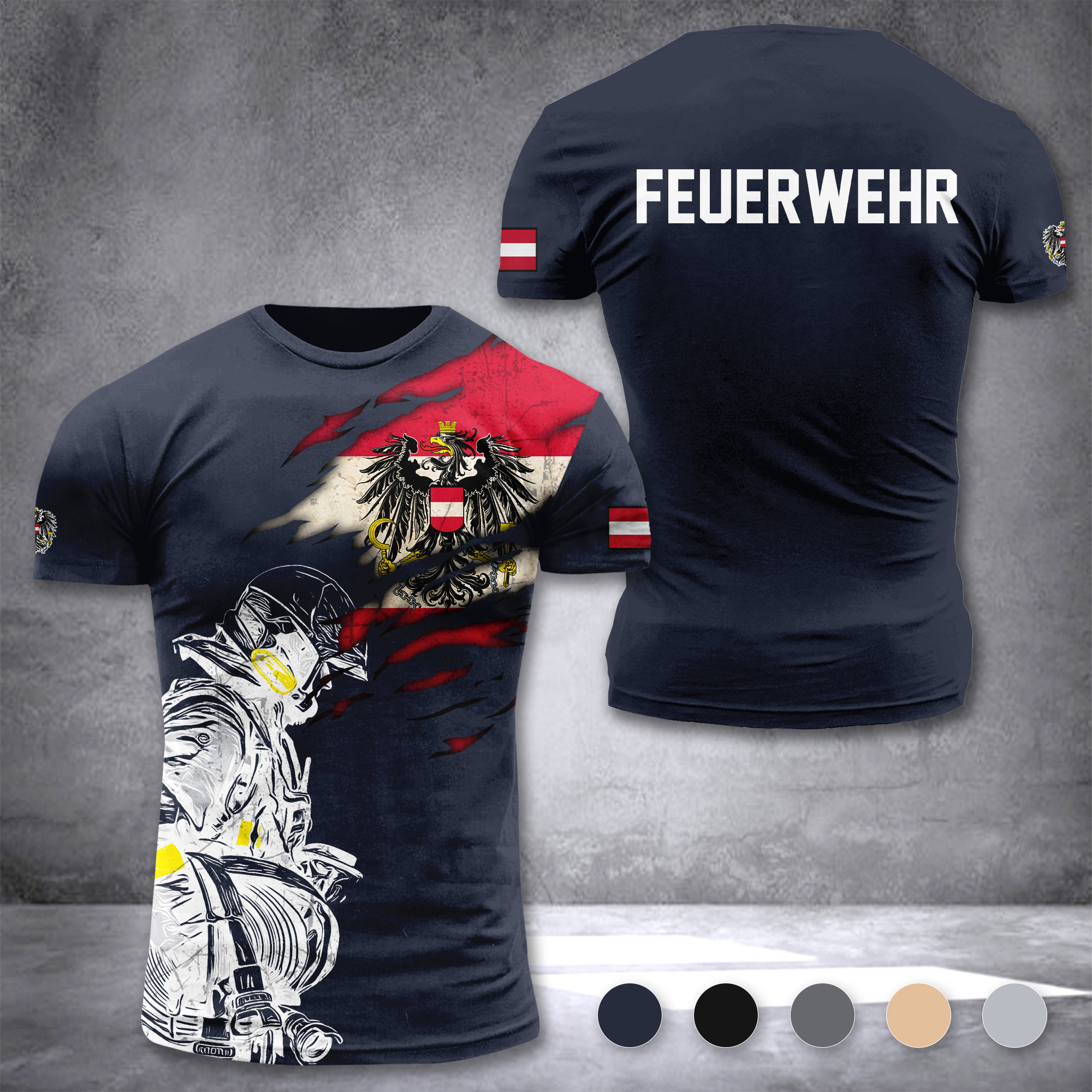 Firefighter Austria customize T-shirt 3d 2973