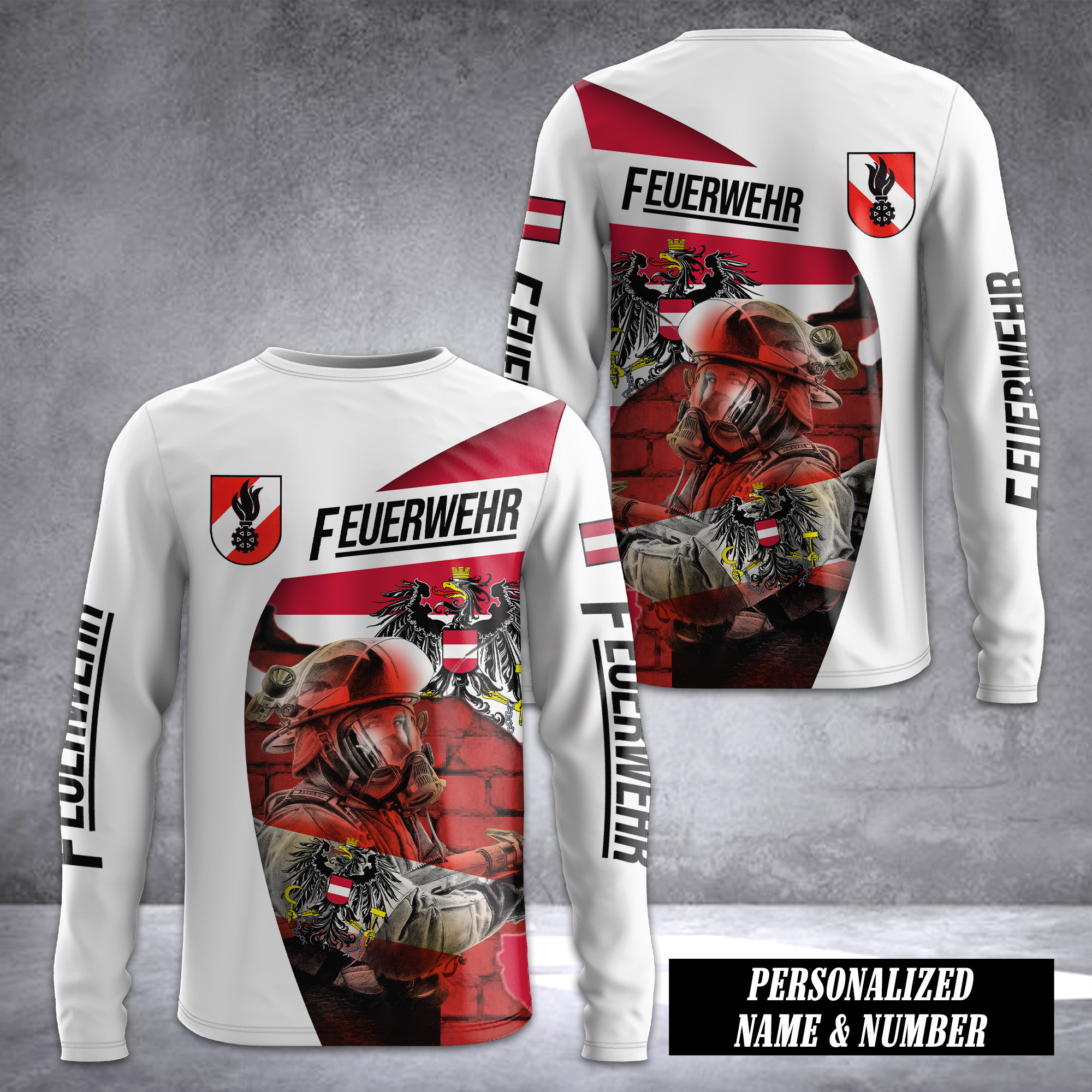 Firefighter Austria sleeve T-shirt flag