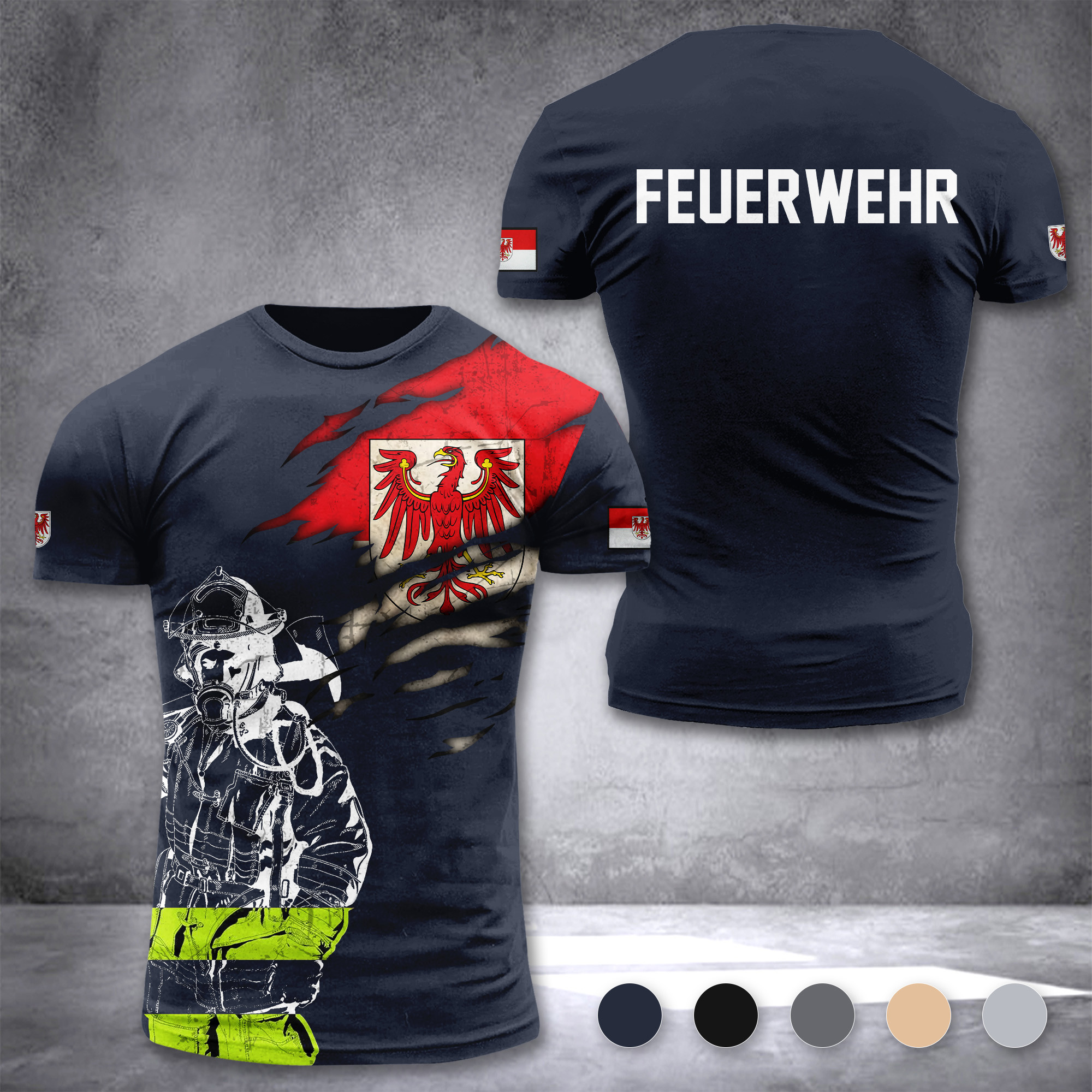 Firefighter Brandenburg Germany customize T-shirt 3d 297