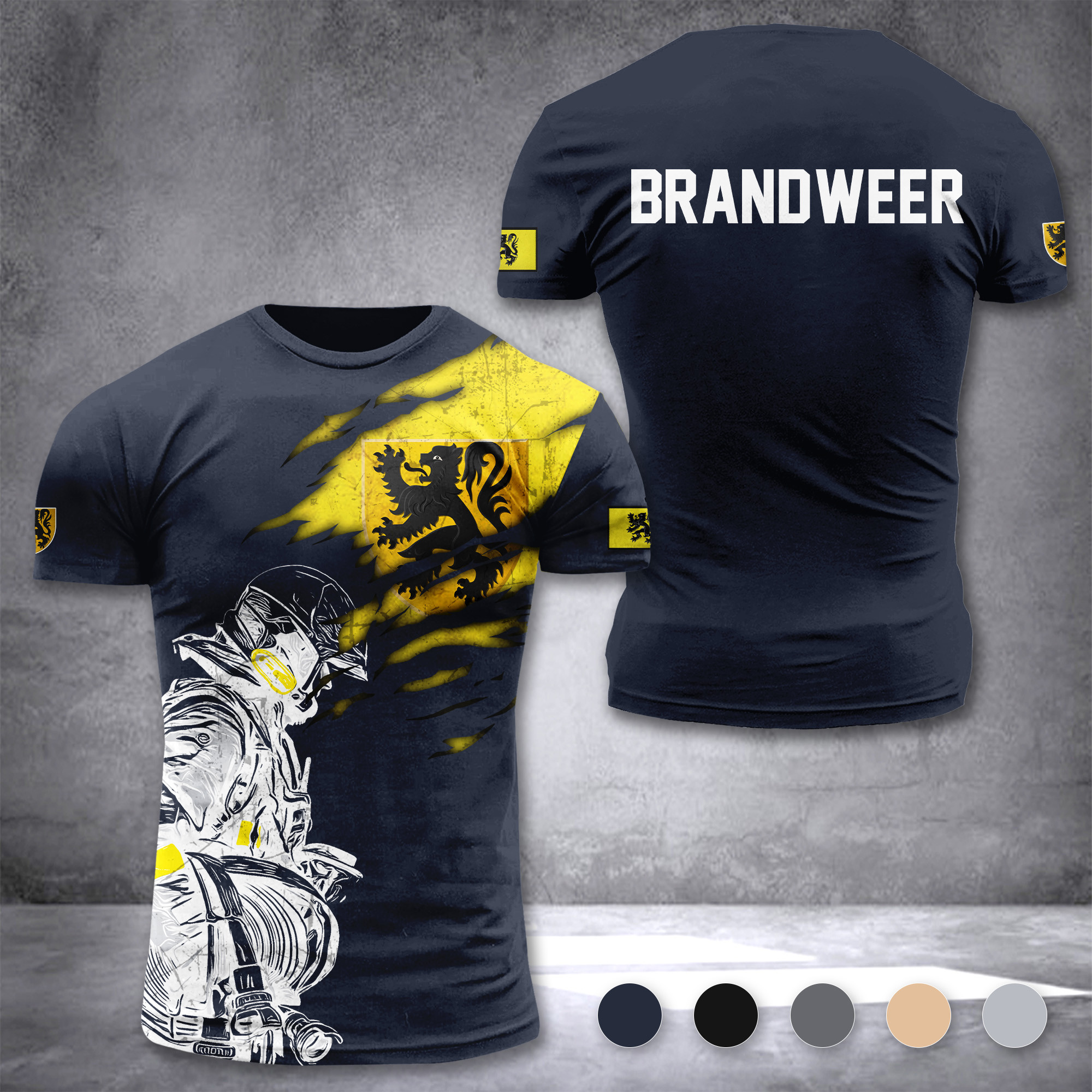 Firefighter Flemish Belgium customize T-shirt 3d 297