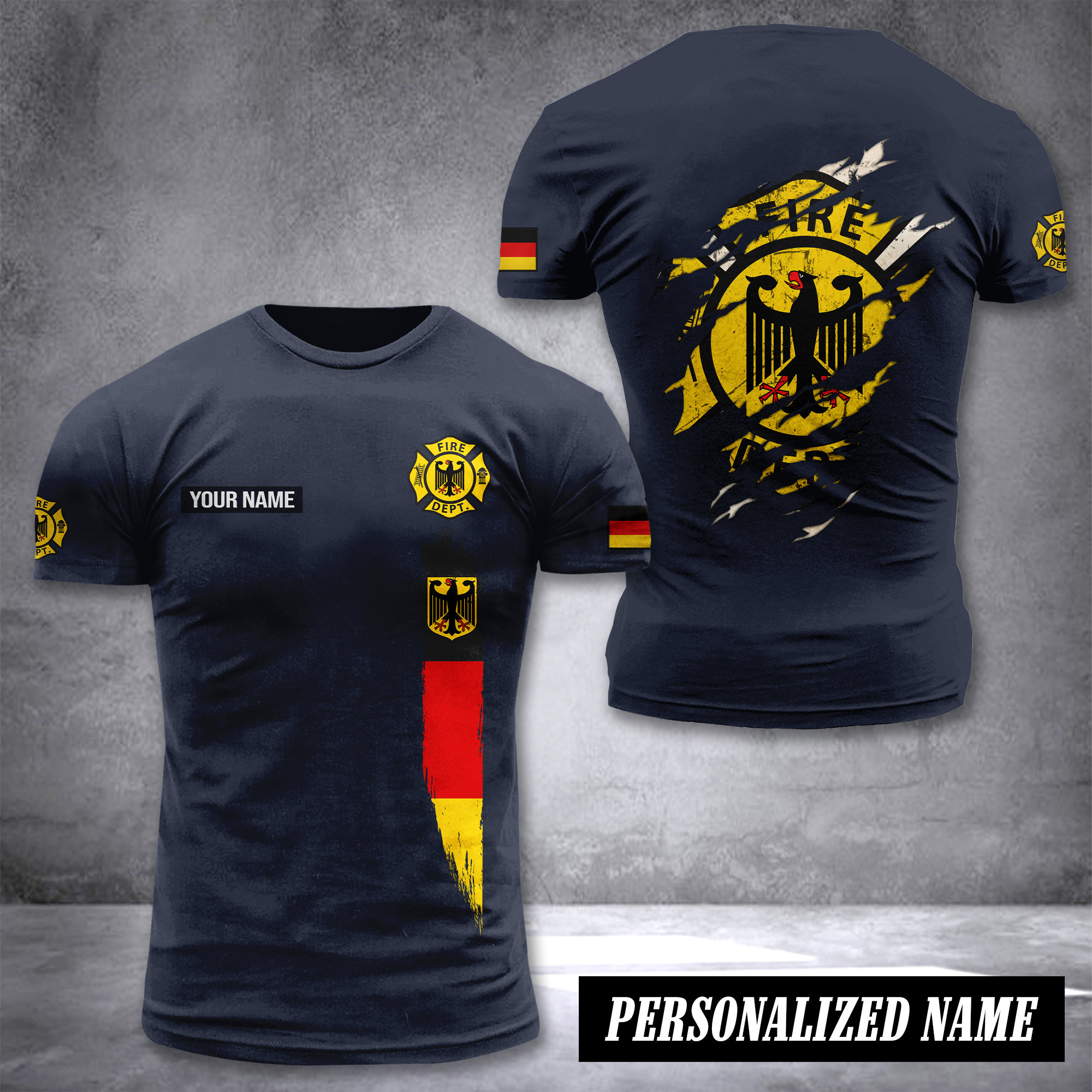 Firefighter Germany customize T-shirt back