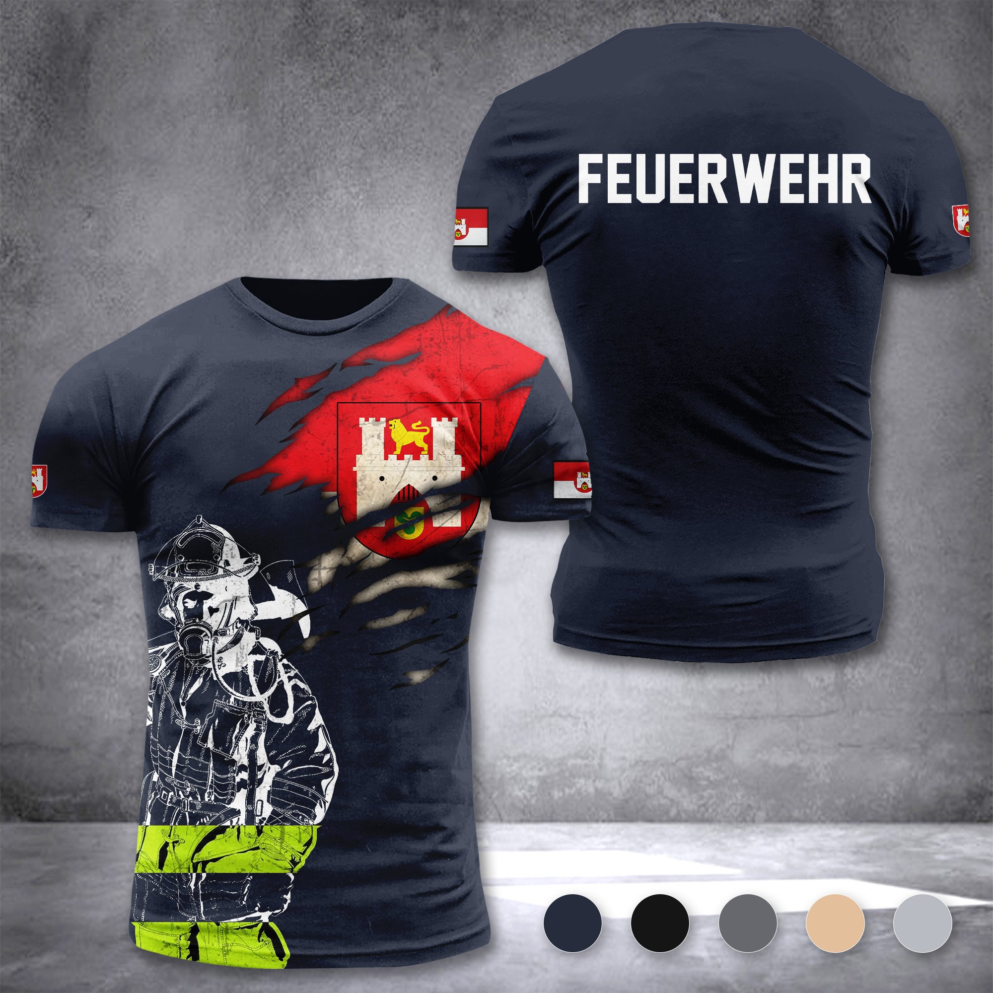 Firefighter Hannover Germany customize T-shirt 3d 297