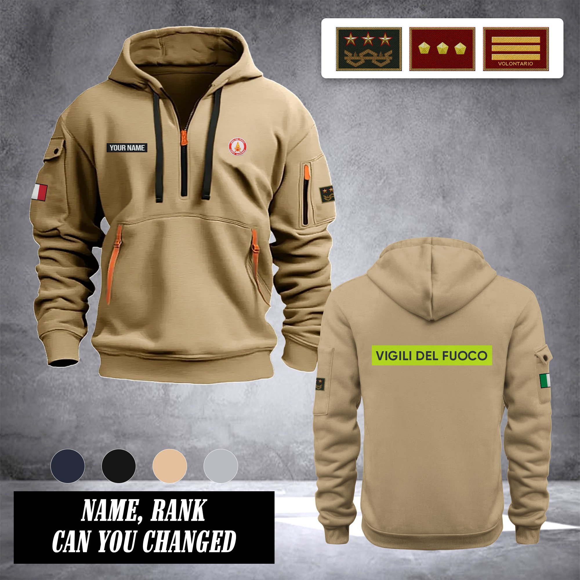 Firefighter Italy customize Hoodie Half Zipper Ranking