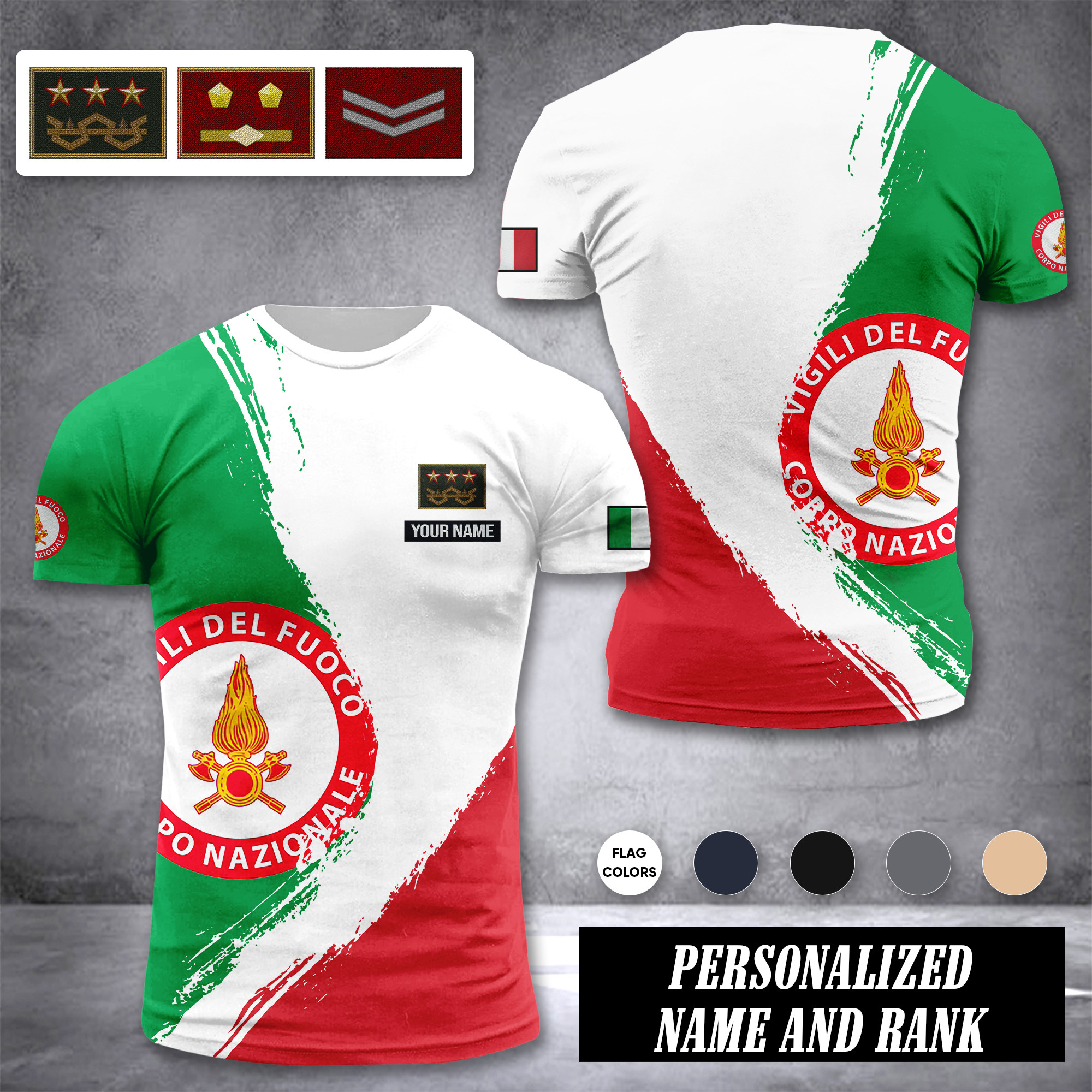 Firefighter Italy customize ranking T-shirt color