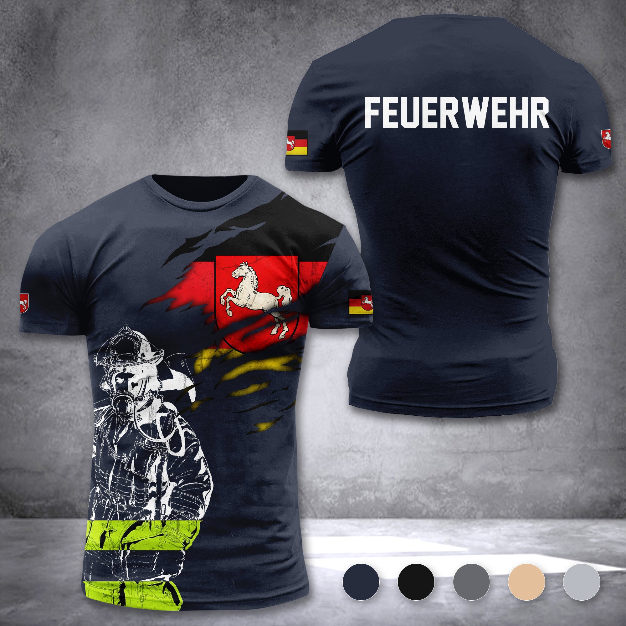 Firefighter Lower Saxony Germany customize T-shirt 3d 297