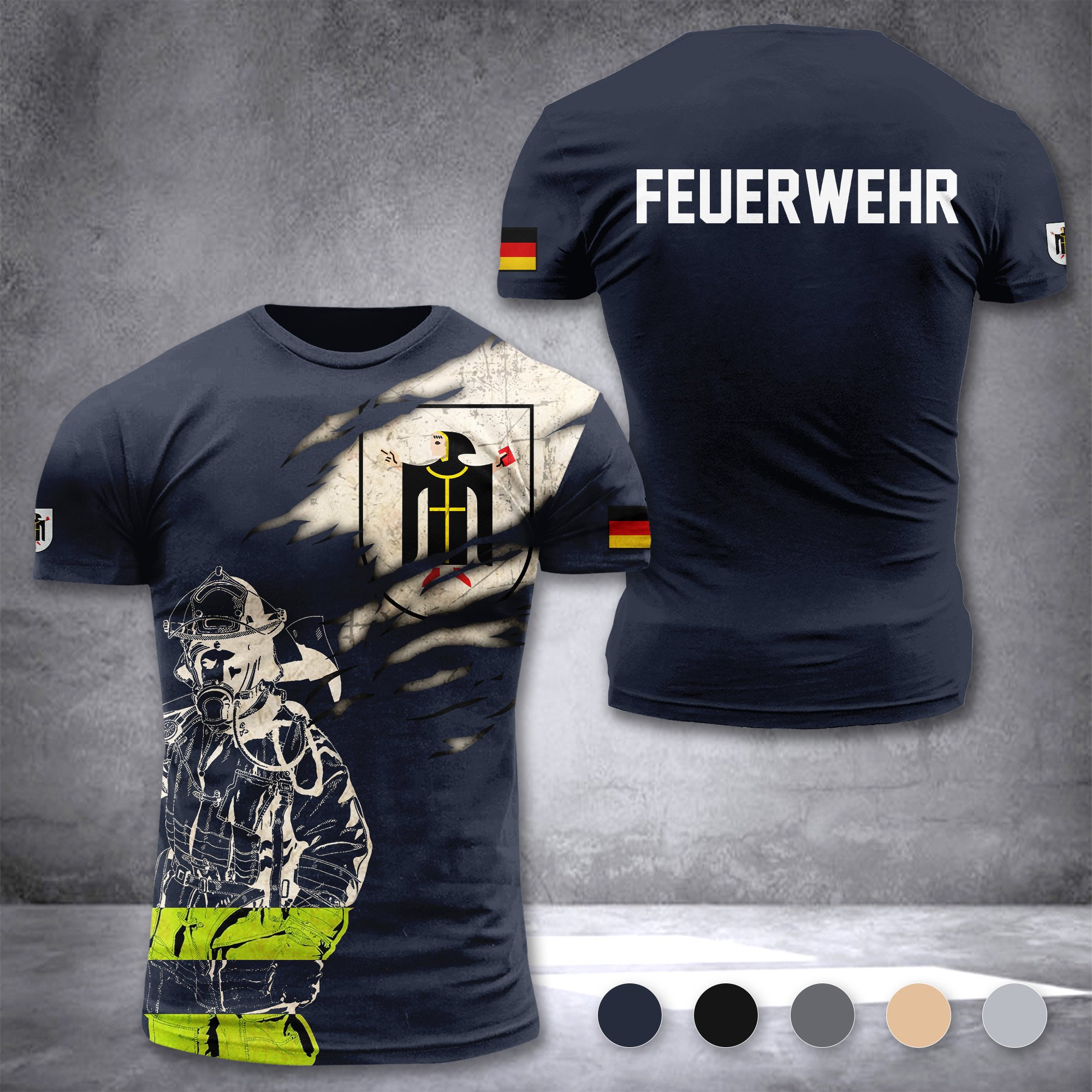 Firefighter Munich Germany customize T-shirt 3d 297