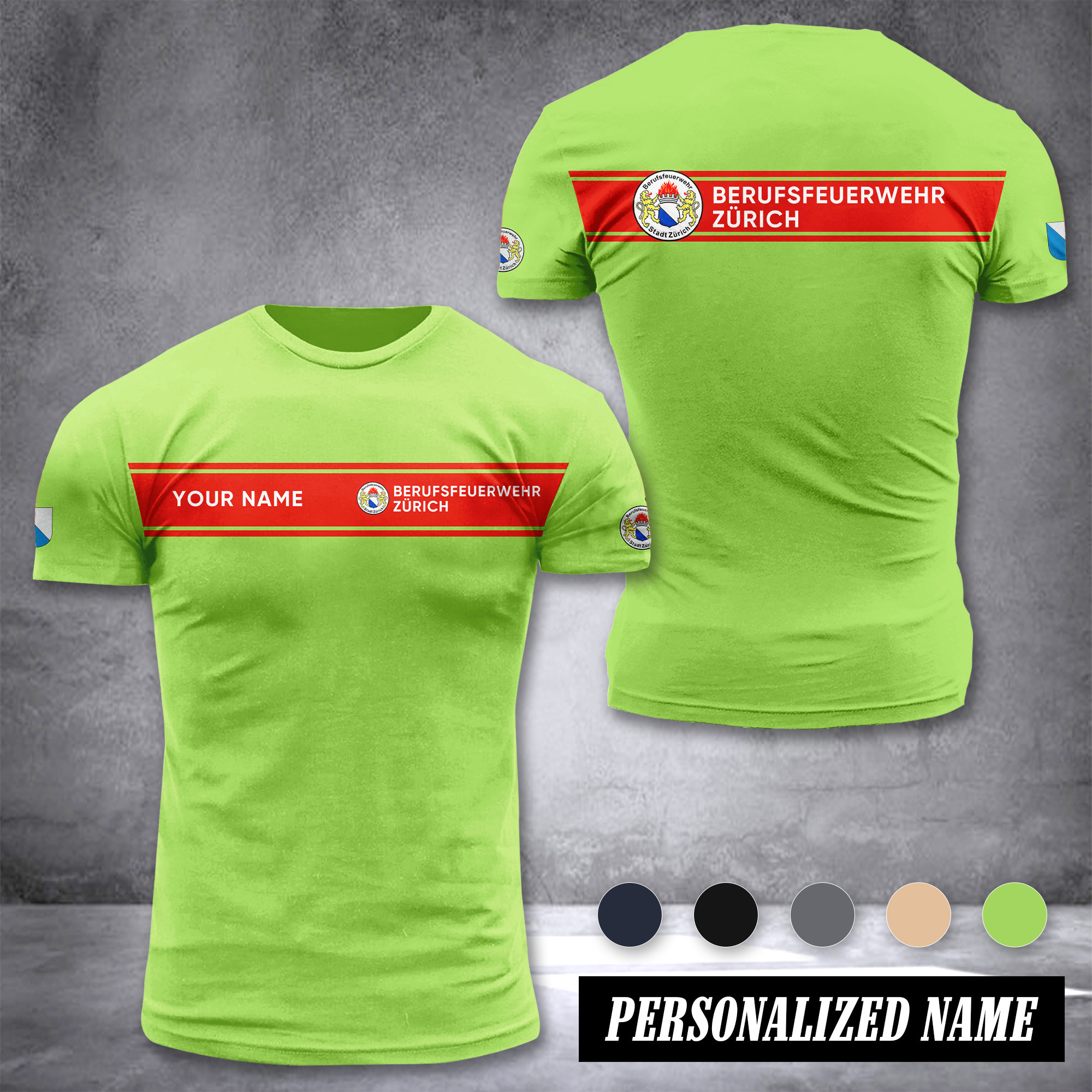 Firefighter Zürich Switzerland customize T-shirt 3d 39
