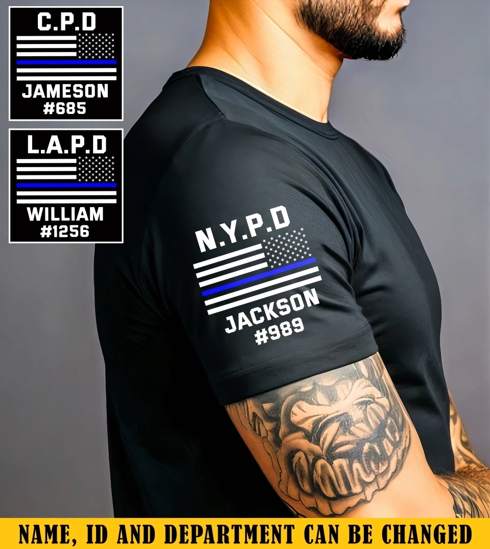 Personalized US Police Department Custom Name & ID T-shirt Printed