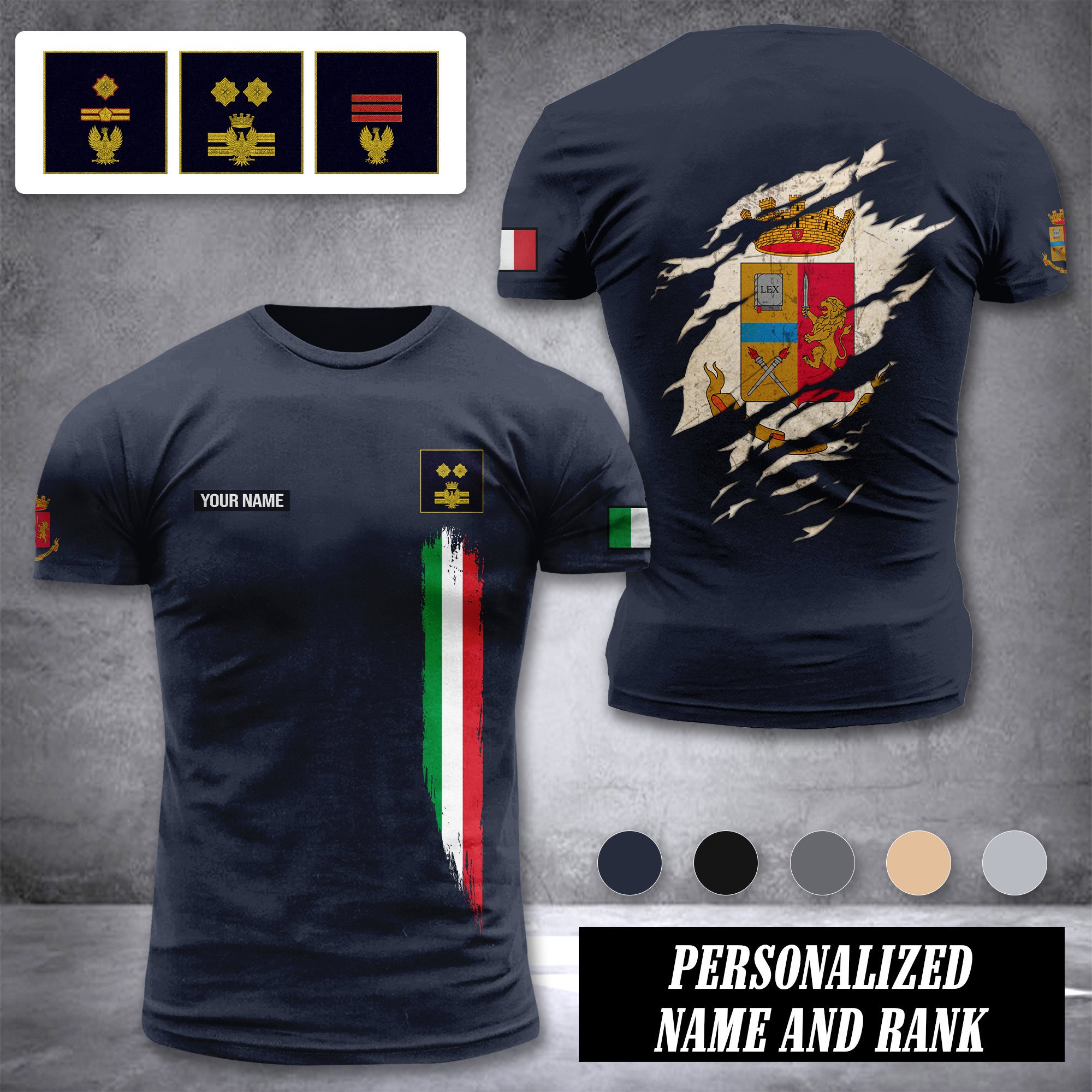 Polizia Di Stato customize ranking T-shirt back