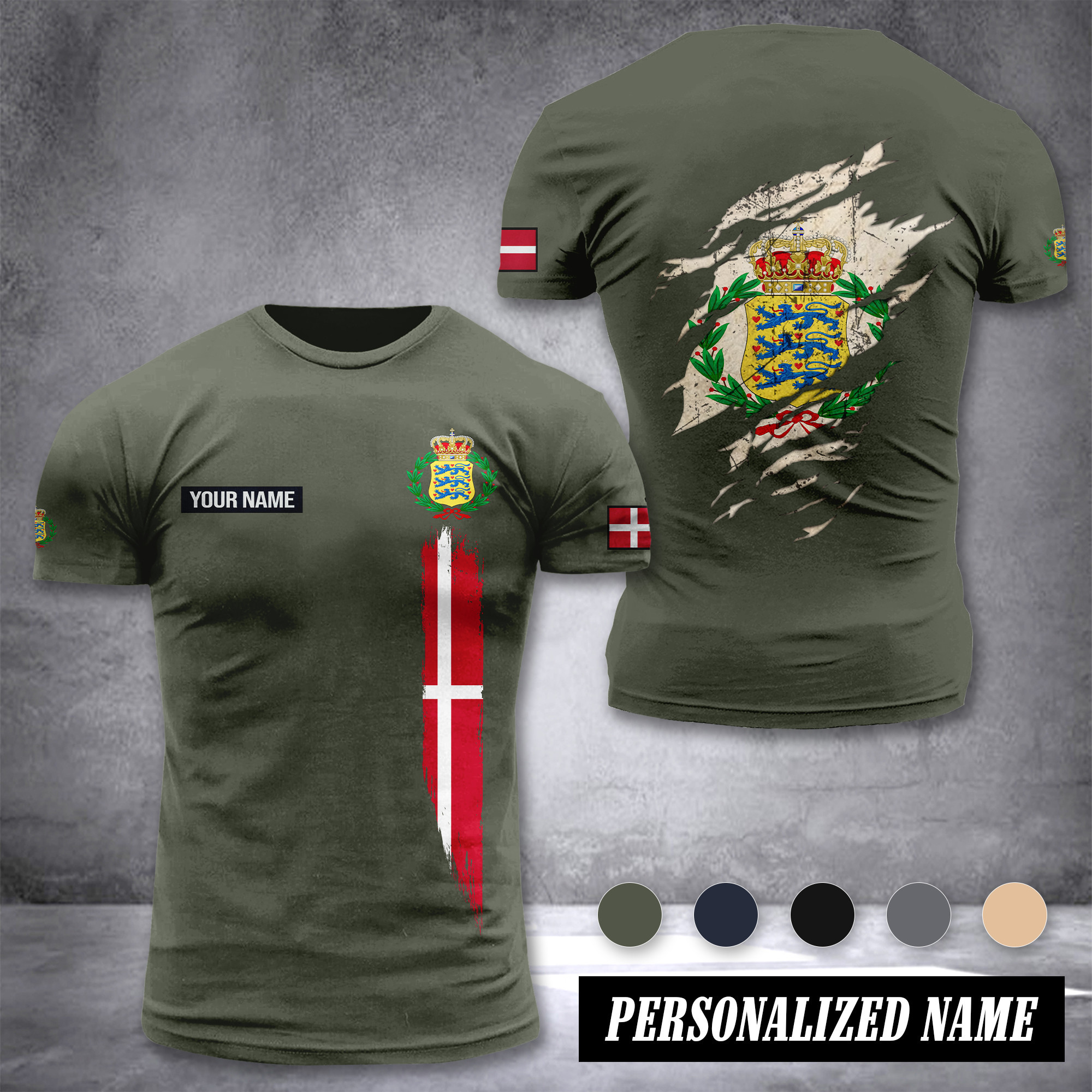 Soldier Denmark customize T-shirt back army