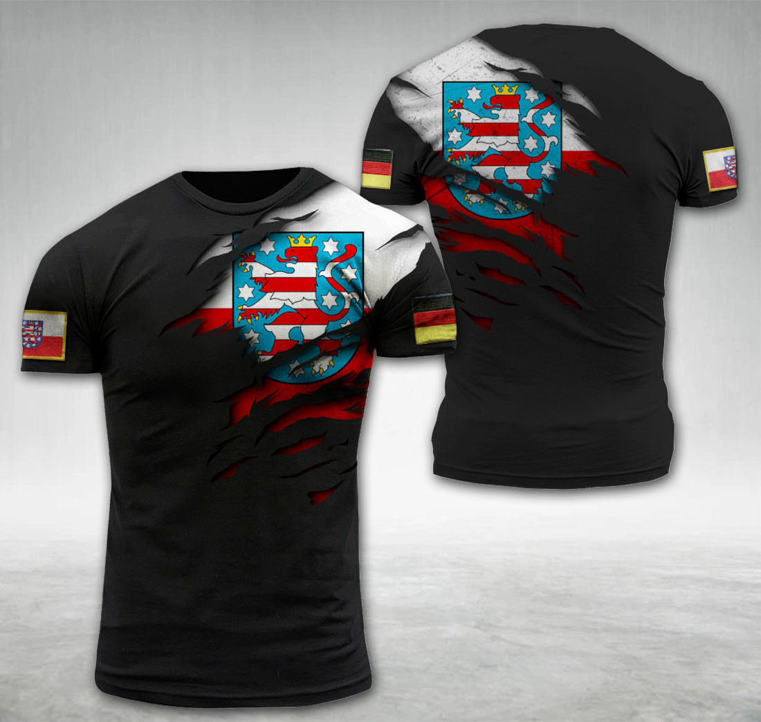 Thuringia Germany National Flag T-shirt I02